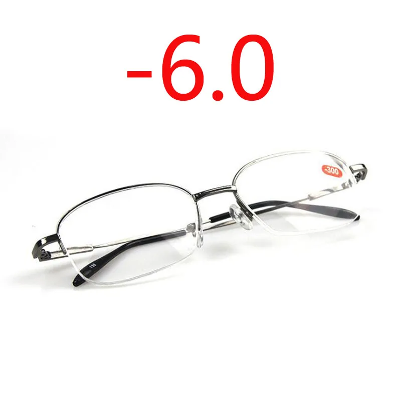 1,0-1,5-2,0 до-6,0 ультралегкие очки с металлической оправой, мужские Модные очки с серой оправой, квадратные близорукие очки - Цвет оправы: myopia 600