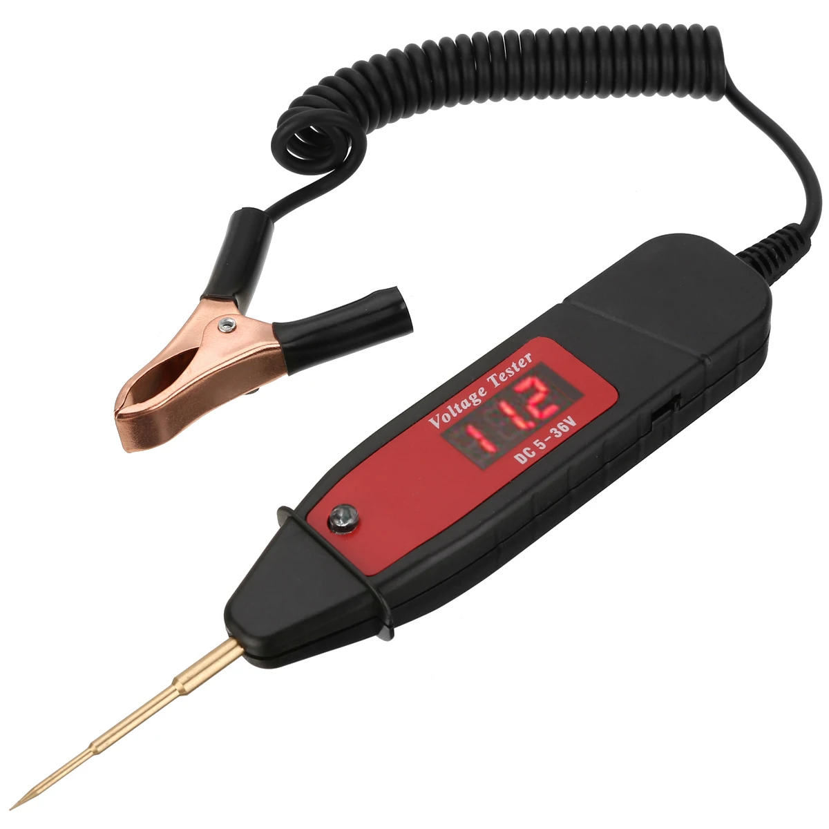 1.65m Extended Spring Line Car Digital LCD Electric Test Pen LED Light Electrical Detector Tester FOR Car Voltage Measuring Tool
