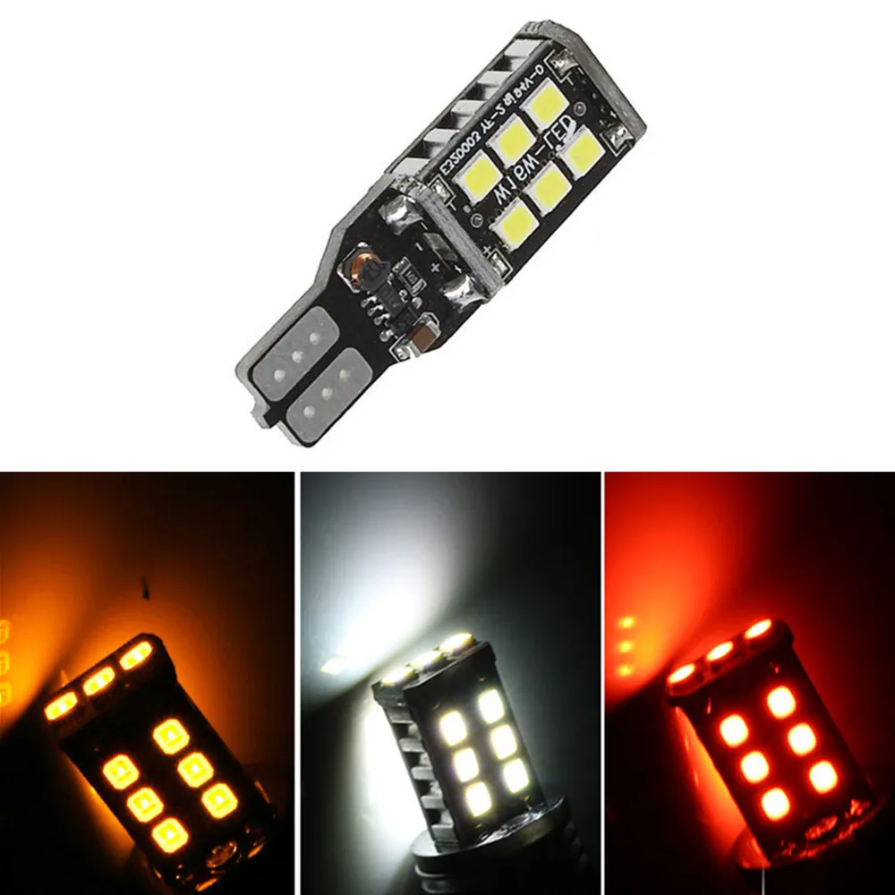 

T15 W16W LED Reverse Light Bulbs 920 921 912 Canbus 4014 15SMD LED Backup Parking Light Lamp DC12V White Amber Red Yellow