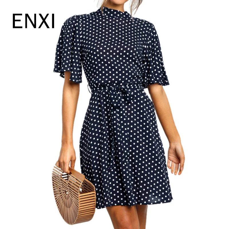 

ENXI Chiffon Maternity Dresses Above Knee Party Evening Clothes For Pregnant Pregnancy Dress New Dot Half Sleeve Business Wear
