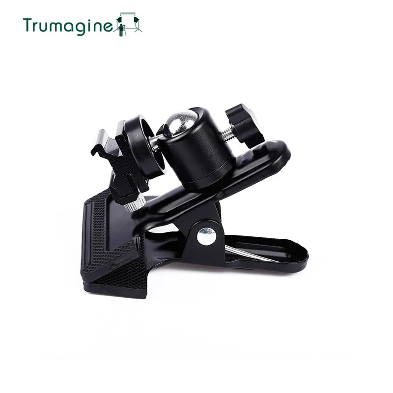 

TRUMAGINE Black 360 Swivel Ball Head Flash Strong Big Clip For Photography Studio Flash holder Can Be Rotate