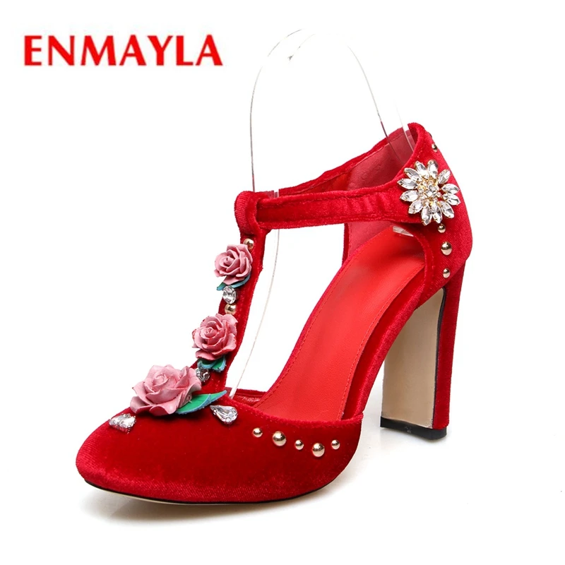 

ENMAYLA Round Toe Square Heel Buckle Strap Zapatos Mujer Tacon Women Shoes Pumps Size 34-43 ZYL2371