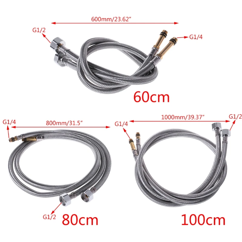 HNGCHOIGE 2 قطعة/المجموعة صنبور الفولاذ المقاوم للصدأ خيوطها Plumbings اتصال أنابيب واقية من الانفجار السباكة خراطيم 60/80/100 سنتيمتر HNGCHOIGE 2 قطعة/المجموعة صنبور الفولاذ المقاوم للصدأ خيوطها Plumbings اتصال أنابيب واقية من الانفجار السباكة خراطيم 60/80/100 سنتيمتر