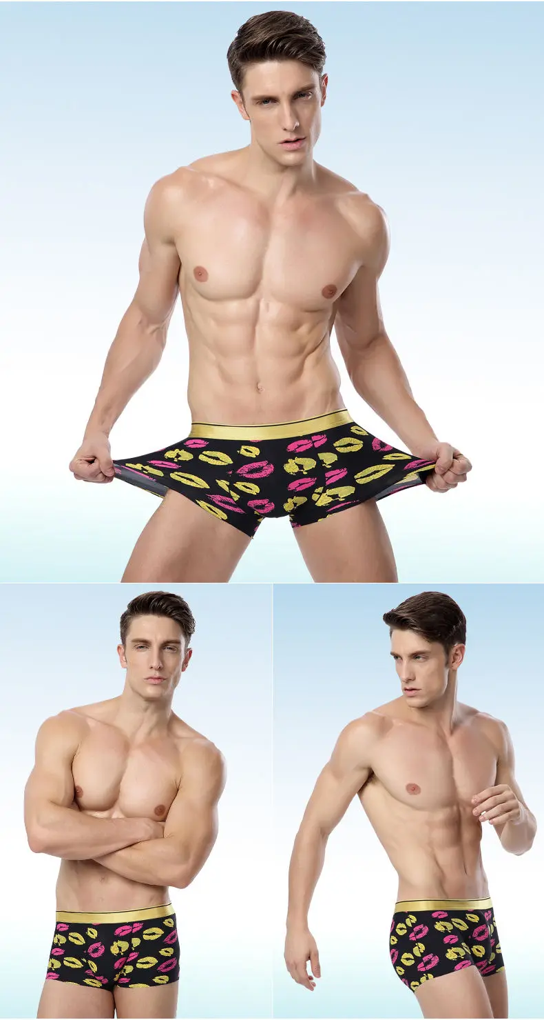 4PCS Lot Mens underwear ice breathable male boxers short print Mens bodysuit under pant Nylon Spandex Fit Size L-2XL Muls Brand-09