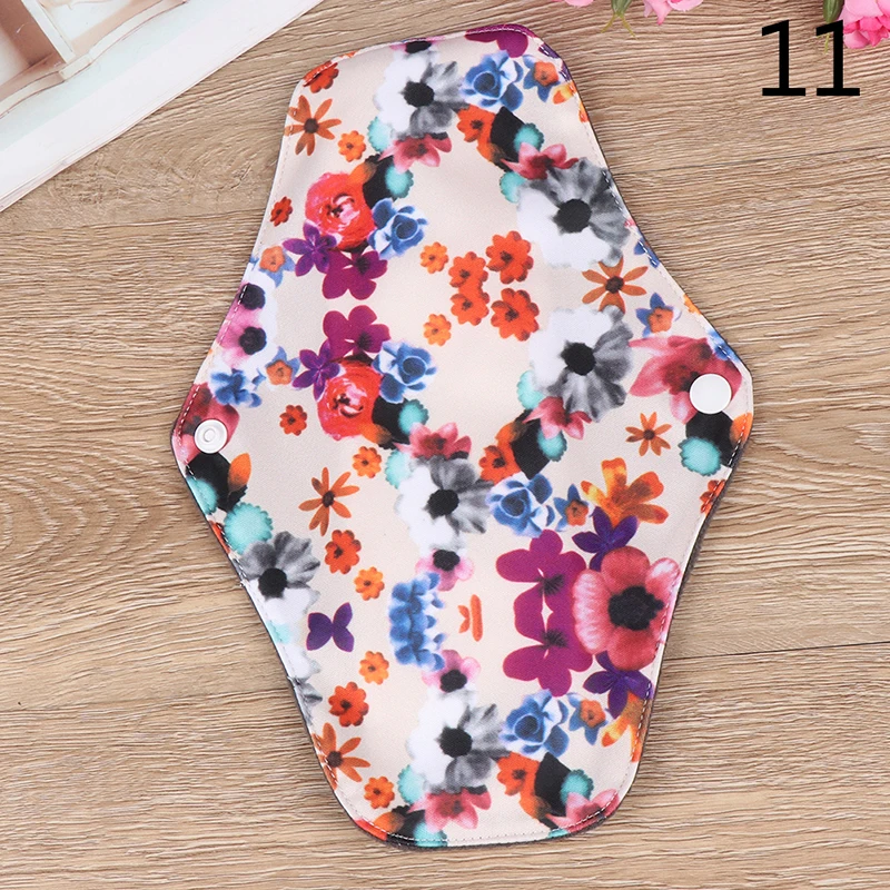 1PCS Flower Printed Bamboo Charcoal Fleece Inner Lady Cloth Menstrual Pads,Reusable Waterproof Mummy Pads For Women - Цвет: 11