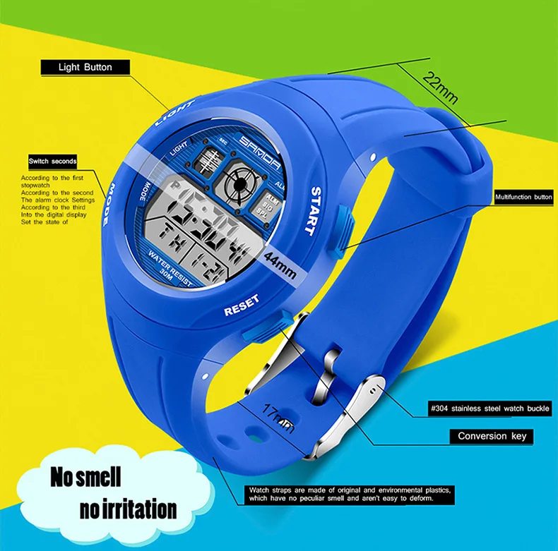 Sanda детские часы светодиодный электронный для мальчиков и девочек детские часы водонепроницаемые спортивные часы Прямая доставка