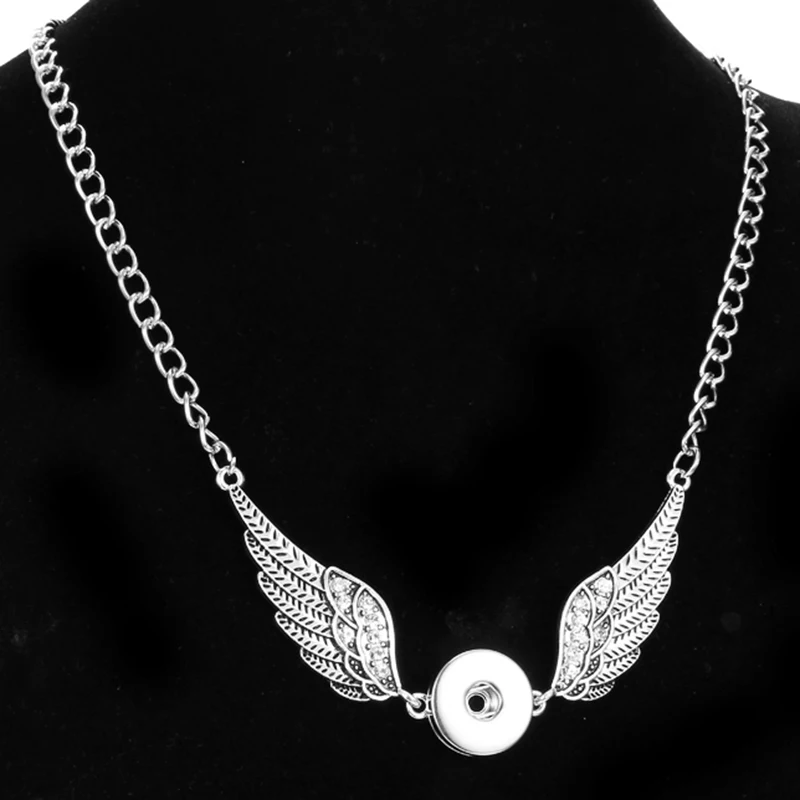 

wing 18mm angel snap button jewelry Necklace wholesale XH6535