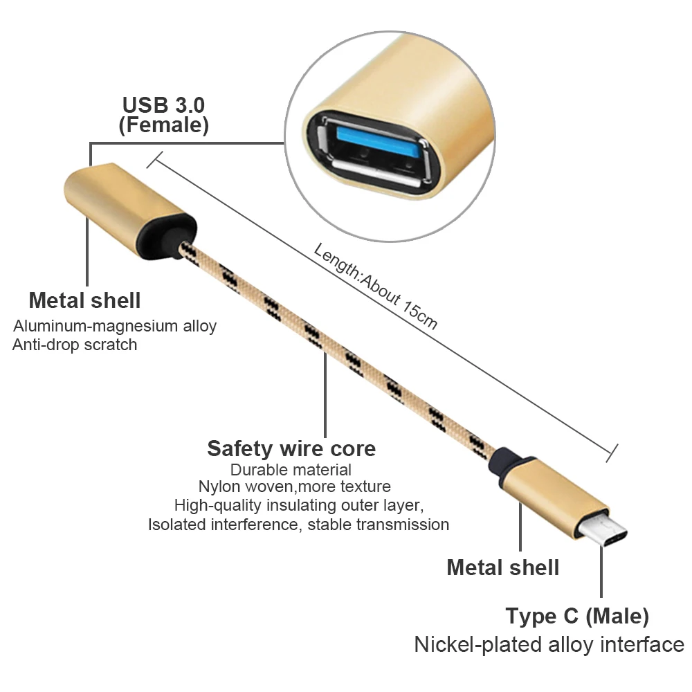 Type-C USB OTG адаптер usb type C для huawei P20 P10 Pro samsung S9 S8 Xiaomi USB-C адаптер USB3.1 к USB3.0 OTG кабель для передачи данных