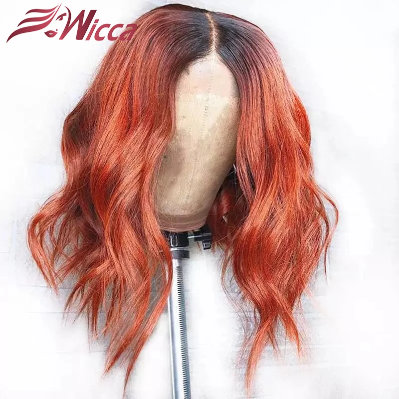 Wicca цвет Омбре 13X6 кружевные передние человеческие волосы парики с детскими волосами 8-24 дюйма бразильские волосы remy отбеленные узлы