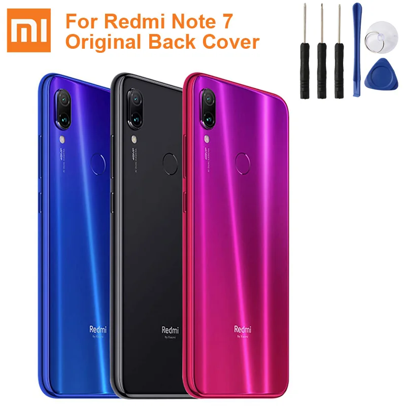 

Original XiaoMi Glass Battery Rear Case For Xiaomi Redmi Note 7 Note7 Phone Battery Backshell Back Battery Cover