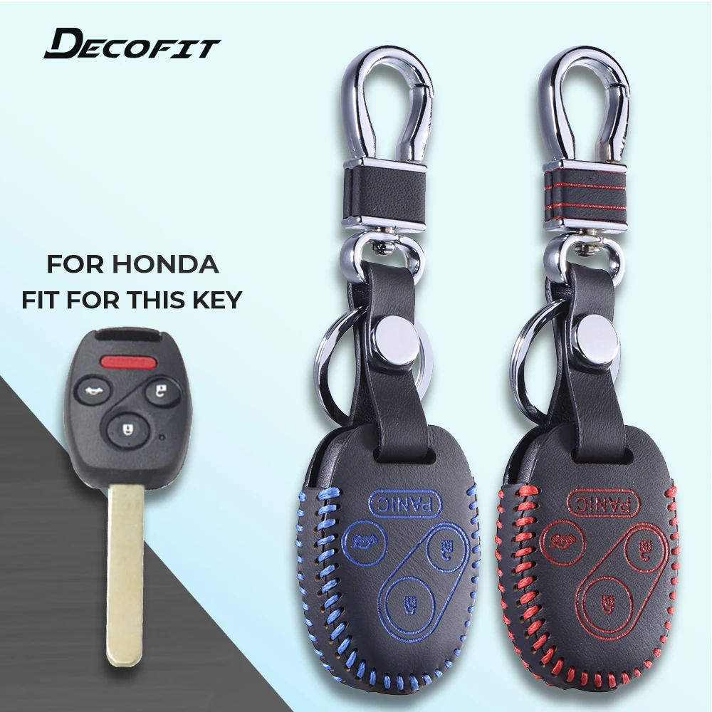 

Top Leather Key Cover for Honda Civic Accord CRV Fit Pilot Ridgeline Insight Odyssey key 4 buttons Case holder Keychain Keybag