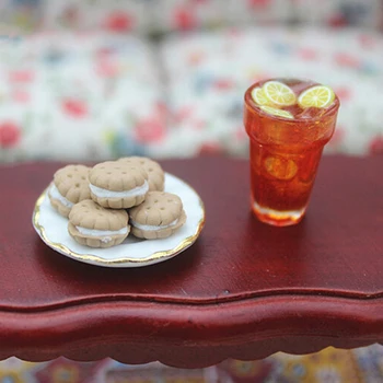 

9pcs Miniature Accessories Mini Sandwich Biscuit Simulation Food Dessert Model Toys for 1/12 Dollhouse Decoration