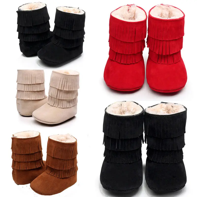 

Baby Infant Child Boys Girls Warm Snow Boots Fur Winter Cotton Toddler Crib Shoes 0-18M Red Black Beige