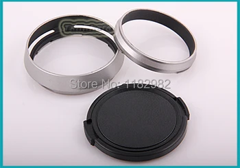 

3ni1 Lens Hood LA-49X100 Adapter Ring +Lens cap For FUJIFILM Fuji Finepix X100 Silver