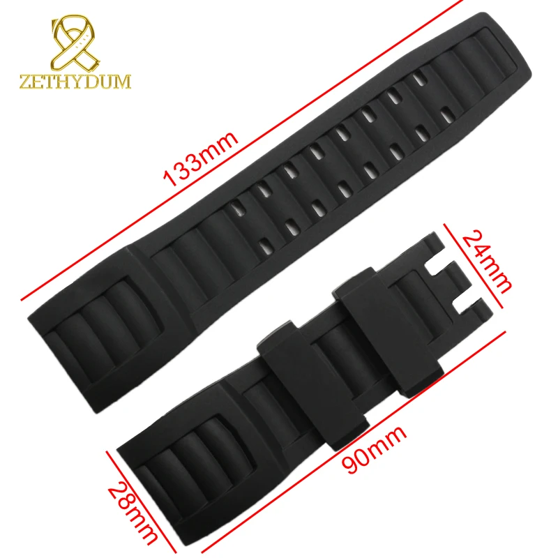 

invicta 24*28mm silicone rubber bracelet waterproof cheap custom silicone bracelet black bracelet men watch accessories