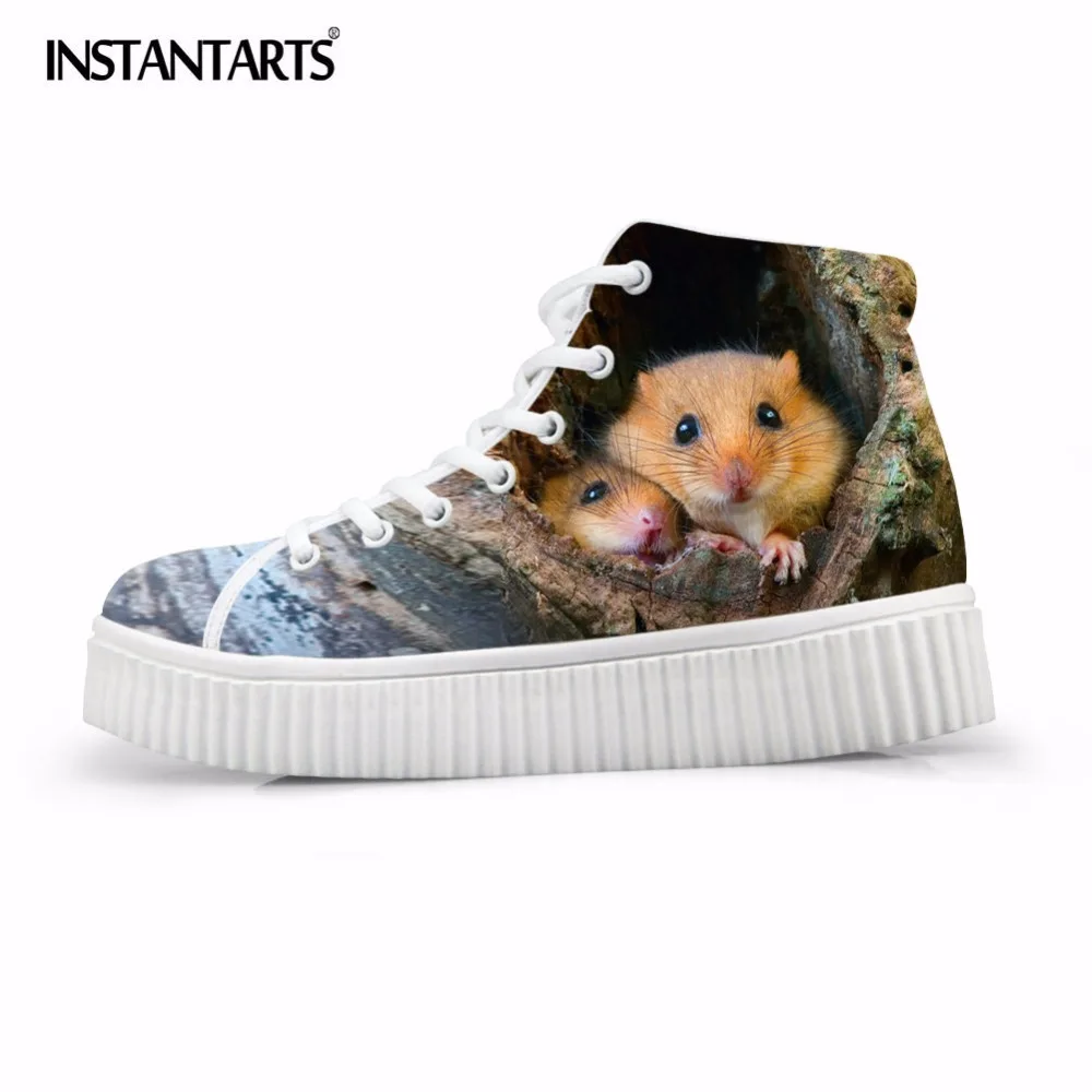 

INSTANTARTS Fashion Breathable Flat Platform Shoes Women Animal Design Height Increasing Shoes Leisure Trainers Creeper Shoes