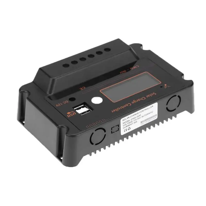30A 12 V/24 V контроллер солнечной зарядки ЖК-панель солнечных батарей с зарядным устройством батарея регулятора контроллер с USB 5V зарядное устройство цифровой ЖК-дисплей