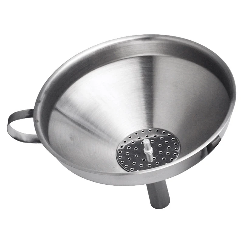 Stainless Steel Funnel with Handle Removable Strainer for Transferring Liquid Fluid Hogard JA30 ...