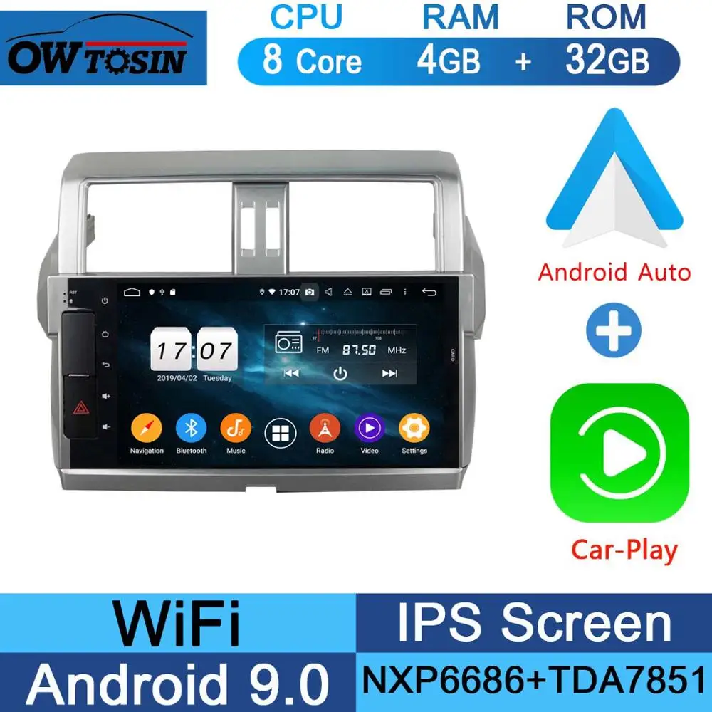 10," ips Android 9,0 8 Core 4G+ 64G Автомобильный мультимедийный dvd-плеер для Toyota Prado LC150 150 Land Cruiser 2013- DSP CarPlay радио - Цвет: 32G CarPlay Android