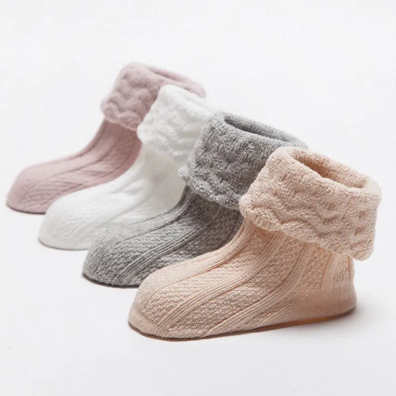 

Children Toddler Baby Boys Girls Short Socks Wave Mesh Braid Cotton Ankle Socks Solid Winter Warm