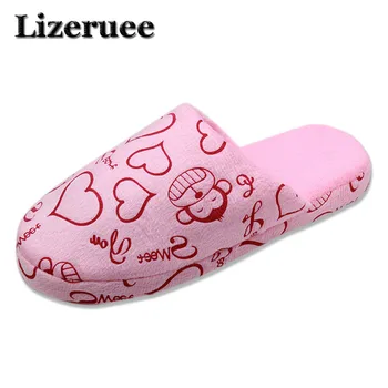 Soft Plush Cotton Cute Slippers Shoes Non-Slip Floor Indoor House Home Furry Slippers Women Shoes For Bedroom Q40 yourokang cute home slippers unisex flock winter warm plush slippers fashion furry cotton shoes indoor bedroom cartoon pantufa
