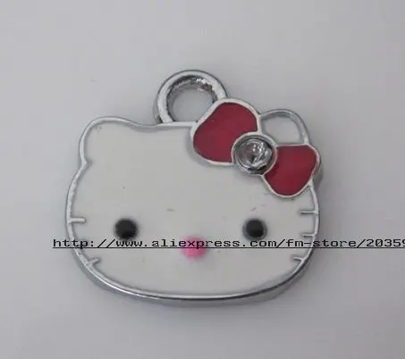 

Free Shipping 100Pcs/Lots Silver Plated Enamel Kitty Charms Pendants