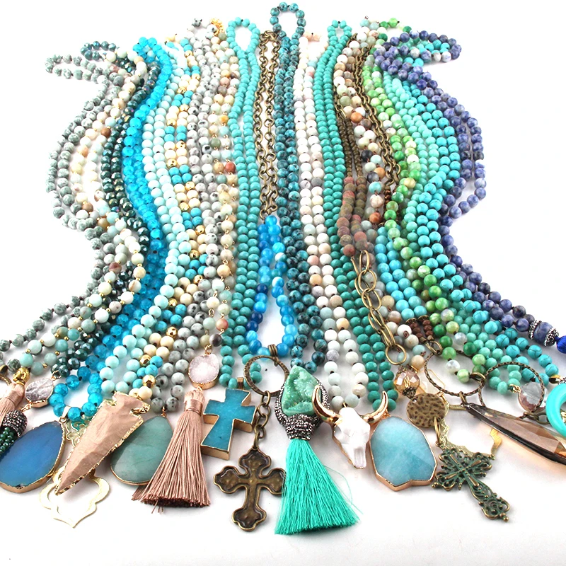 

Wholesale Fashion Mix Color Blue Necklace Handmade Women Jewelry 20pc mix