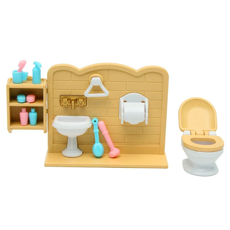 Günstig Kunststoff Mini Bad Miniaturen Möbel Kits Set Für DIY Puppenhaus Kinder Spielzeug Decor Puppe Geschenk für Kinder