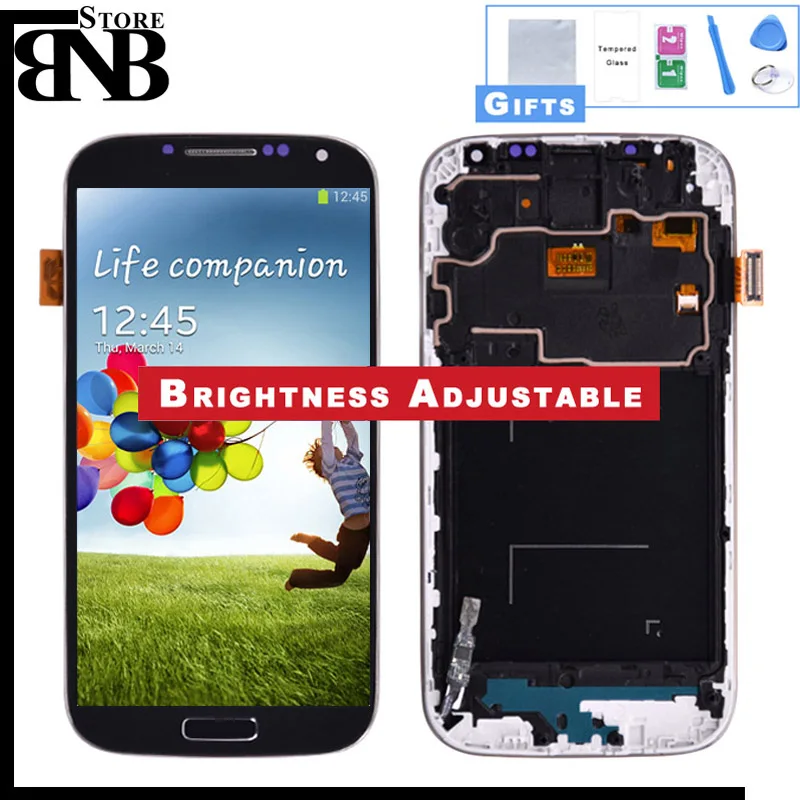 

For Samsung Galaxy S4 i9505 i9500 i337 LCD Display Touch Screen Digitizer Assembly and Frame and tempered glasss creen protector