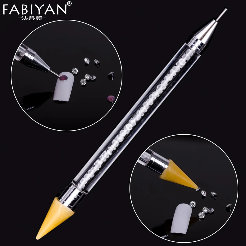 

Nail Art Dual-ended Wax Dotting Pen Picking Up Rhinestone Crystal Bead Gem Brush Manicure Tool Self-Adhesive Tips Acrylic Gel UV