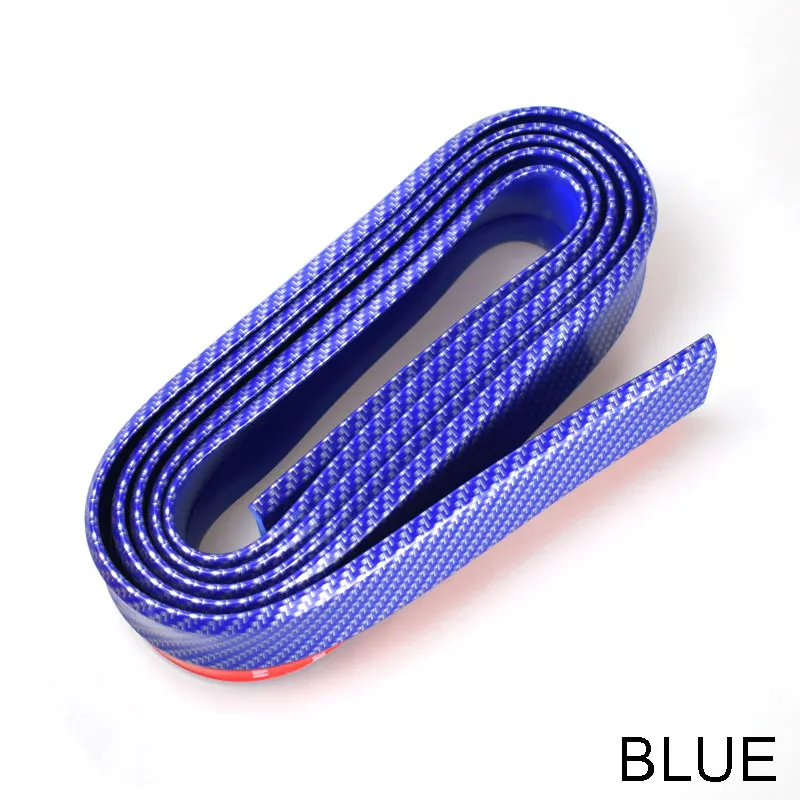 2,5 м автомобильный из углеродного волокна авто-Стайлинг полоски Молдинги DIY Обёрточная бумага протектор Protcetion переднего бампера Защита от царапин для губ резиновые зажимы - Цвет: blue