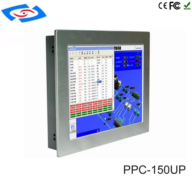 Оптовая продажа с фабрики 15 "алюминиевый корпус безвентиляторный встраиваемый промышленный сенсорный экран панель ПК с разрешением 1024x768