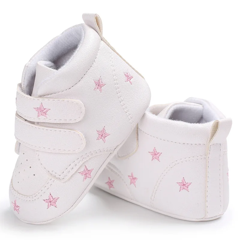 Высокие кроссовки для новорожденных мальчиков и девочек со звездами; детская повседневная обувь; обувь для младенцев