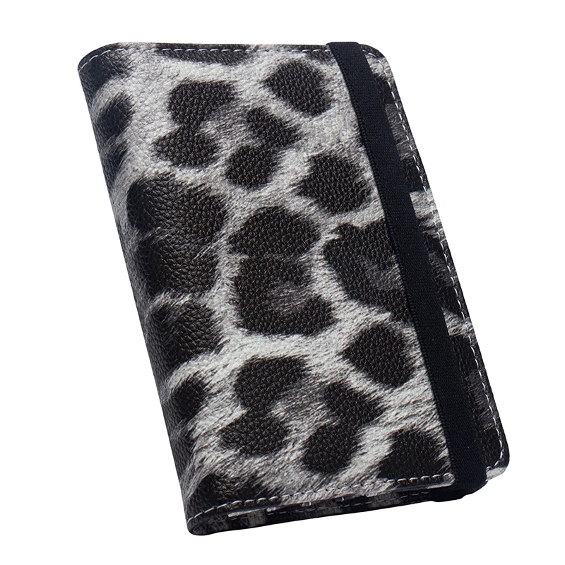 

Leopard PU Leather Travel Passport Holder with bandage Passport Cover Built in RFID Blocking Protect personal information