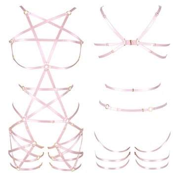 

Pentagram Harness Bra Sexy Chest Belt Strappy Top Cage Body Bondage Suspender Stockings Adjustable Lingerie Punk Gothic Festival