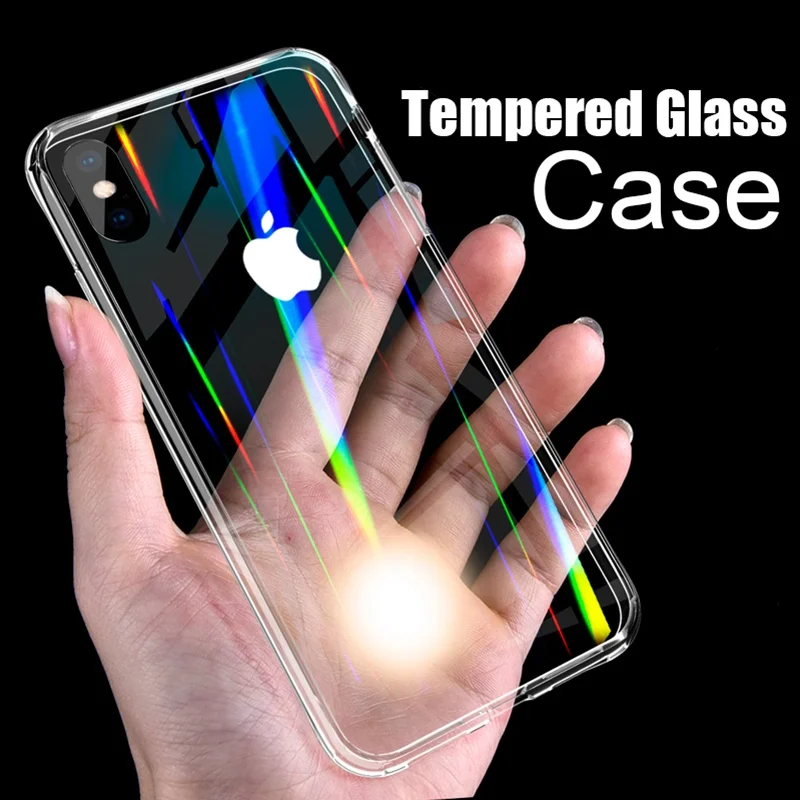Прозрачное 9D закаленное стекло чехол для iPhone 7 8 Plus XS MAX XR X 10 Северное сияние DropProof