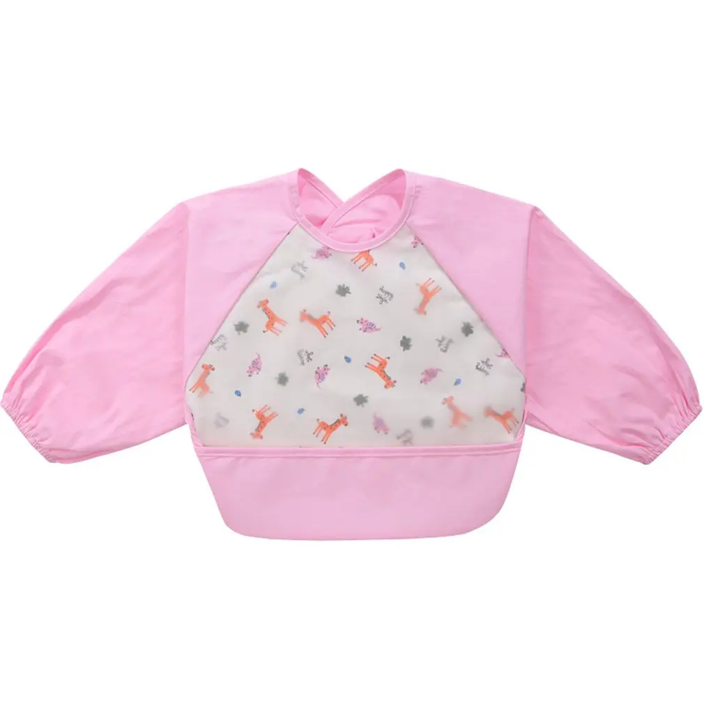 pink deer s Стильная Водонепроницаемая Детская рубашка с длинными рукавами с рисунком слюнявчика из мультфильма мягкие нагрудники для прорезывания зубов - Цвет: pink deer s
