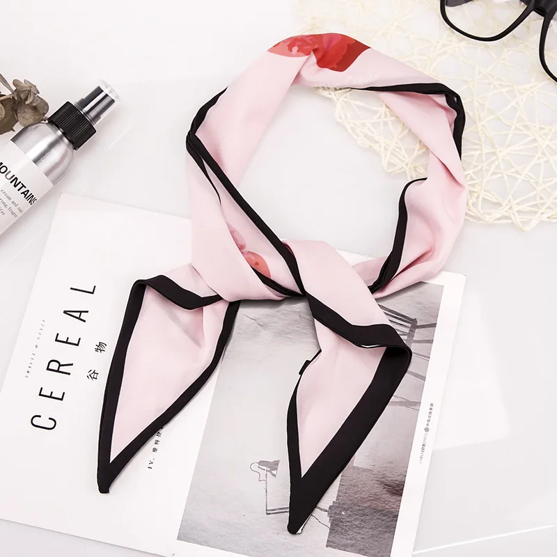 

new fine narrow long silk scarves female color matching decorative changed bevel double towel scarf