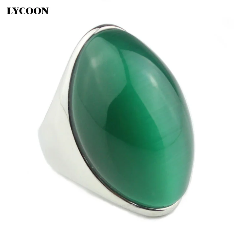 Новое поступление роскошное кольцо LYCOON с опалом из нержавеющей стали 316L зеленым