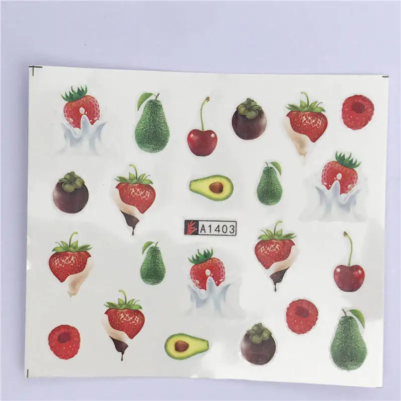 WUF Летняя серия наклейки для ногтей с изображением цветов, клубники, фруктов, переводные наклейки, светильник с зеленым подсолнухом