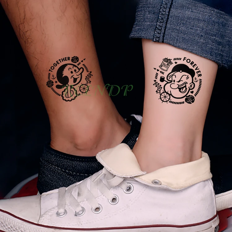 Impermeabile Autoadesivo Del Tatuaggio Temporaneo Bella Del Fumetto Inglese lettera Per Sempre Insieme Tatto falso Flash Tatoo per L'amante innamorato
