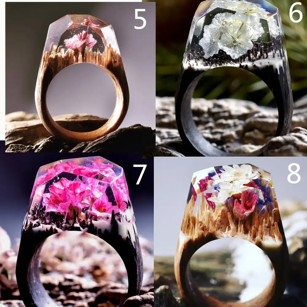 24 Colors Secret Wood Resin Ring With Wood Woods Waterfall Micro Landscape Ring Rings Aliexpress