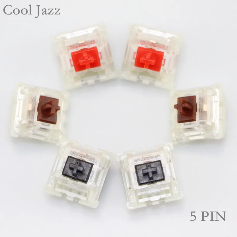 Тихий переключатель Cool Jazz Gateron mx 5 контактный прозрачный чехол красные коричневые