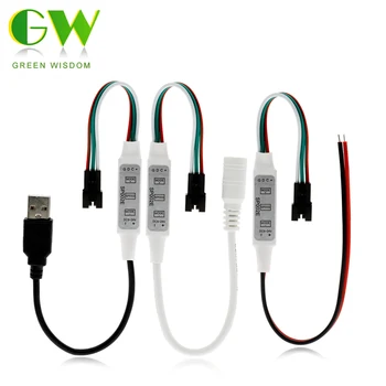

SP002E 3 Key Mini RGB Controller Micro-Controller DC5-24V for WS2811 WS2812B Pixels Dream Color LED Strip to 2048 pixels