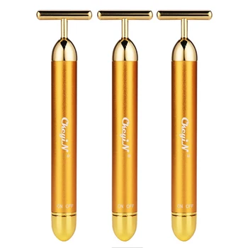 

3Pcs Facial Roller Massager 24K Beauty Bar Golden Energy Face Massager Facial Skincare Beauty Care Vibration Wrinkle Treatment