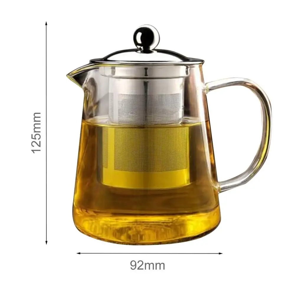 Нетоксичное прозрачное боросиликатное стекло чайный горшок элегантный из стекла чайная чашка чайник с ситечком из нержавеющей стали - Цвет: 500ML