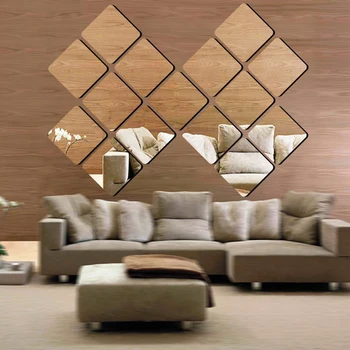 

New 10pcs/set Acrylic Mirror Surface Square Wall Stickers 14.5/19.5/29.5m Home Decor Bedroom Living Room Self-adhesive Art Mural