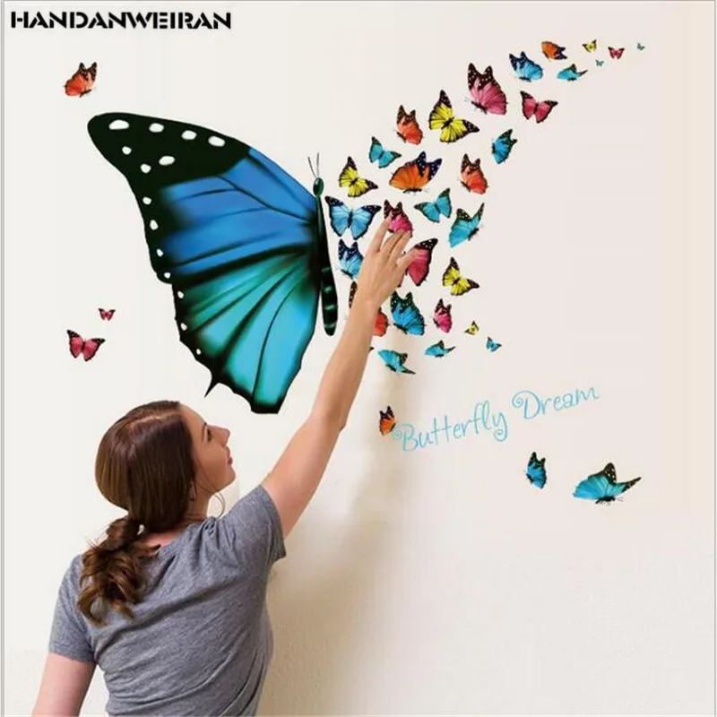 

1PCS Color butterfly home wall sticker Butterfly Wall Stickers Party Wedding Decor DIY Super butterfly on the wall decorations