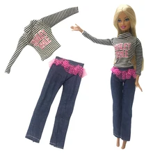 NK один комплект кукла джинсовый костюм брюки платье модное дизайн ручной работы наряд для вечеринки Кукла Барби аксессуары детские игрушки 59 DZ