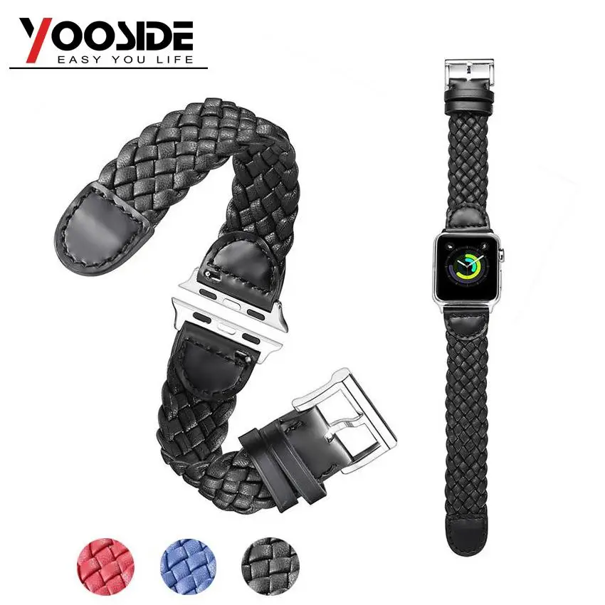 

Weave PU Leather Watch Strap Wrist Band Replacement Clasp for Apple Watch & Sport & Edition Series 2/1 42mm/38mm